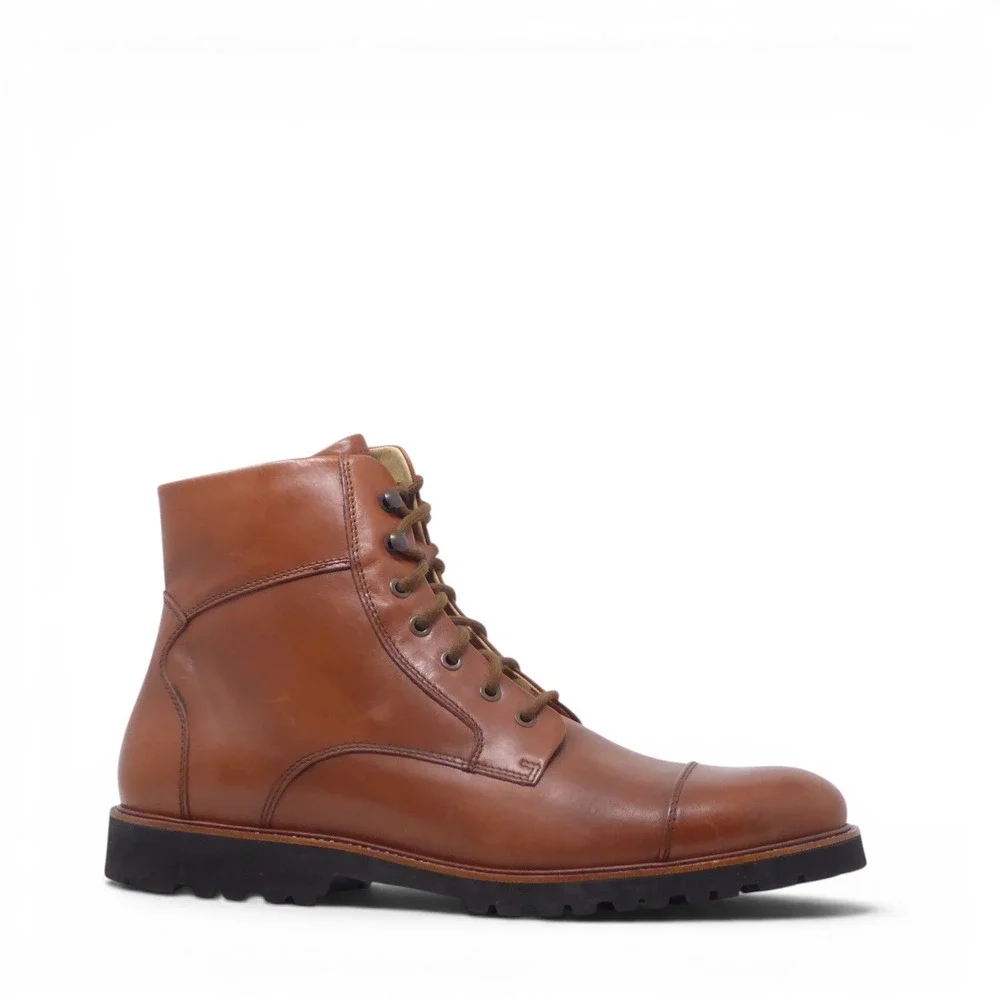 Samuel Hubbard Uptown Maverick Mens Cap Toe Boots Brown Leather Vibram Sole 13